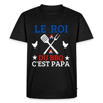 Tablier LE ROI DU BBQ c'est papa - T-shirt Premium bio Homme - noir - Devant - Nico (187cm)