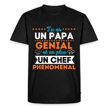 Papa génial et chef cuistot - T-shirt Premium bio Homme - noir - Devant - Nico (187cm)