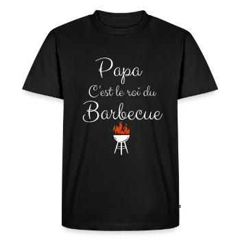 Papa roi du bbq - T-shirt Premium bio Homme - noir - Devant - Nico (187cm)