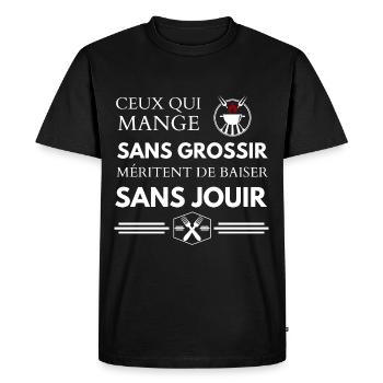 CEUX QUI MANGE sans grossir - T-shirt Premium bio Homme - noir - Devant - Nico (187cm)