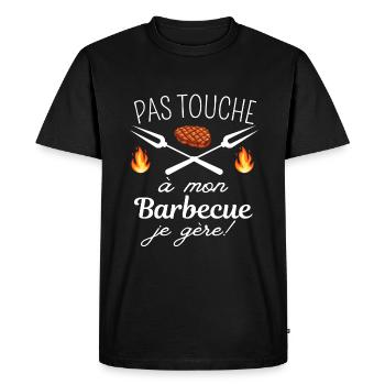 Pas touche a mon Barbecue - T-shirt Premium bio Homme - noir - Devant - Nico (187cm)