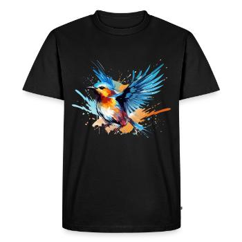 Blue tit paint splashes of paint - Men's Premium Organic T-Shirt - black - Front - Nico (187cm)