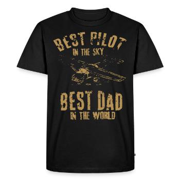 Pilot pilot saying father - Men's Premium Organic T-Shirt - black - Front - Nico (187cm)