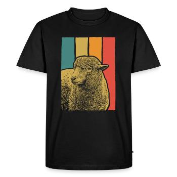 Mériino illustration De couleur rétro barres - T-shirt Premium bio Homme - noir - Devant - Nico (187cm)