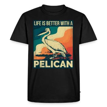 Pelikan Spruch Palmen Retro - Männer Premium Bio T-Shirt - Schwarz - Vorne - Nico (187cm)