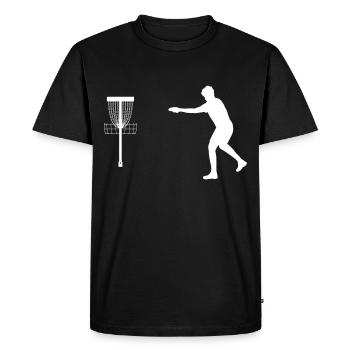 Frisbee Disc Golf Putt - Men's Premium Organic T-Shirt - black - Front - Nico (187cm)