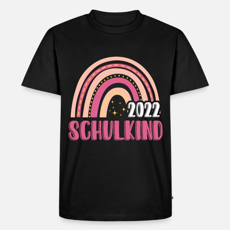 Schulkind 2022 Regenbogen - Männer Premium Bio T-Shirt - Schwarz