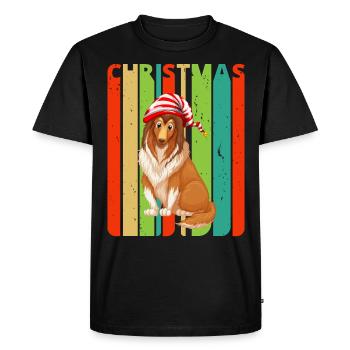 Retro Christmas Gifts for family & friends. Dog - Men's Premium Organic T-Shirt - black - Front - Nico (187cm)