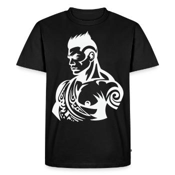Tribal Boxer / Fighter Logo Tattoo Design - T-shirt Premium bio Homme - noir - Devant - Nico (187cm)
