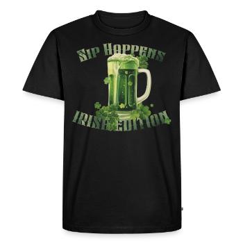 Bière Verte - Sip Happens - Édition Irlandaise - T-shirt Premium bio Homme - noir - Devant - Nico (187cm)