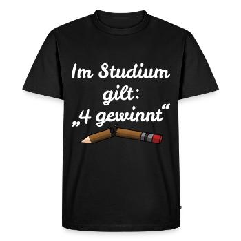 Dans l'étude s'applique: 4 victoires - énonciation drôle - T-shirt Premium bio Homme - noir - Devant - Nico (187cm)