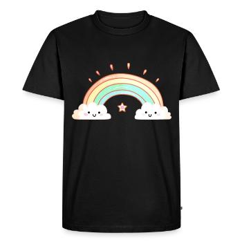 Arc en ciel aquarelle couleurs vibrante nuage - T-shirt Premium bio Homme - noir - Devant - Nico (187cm)