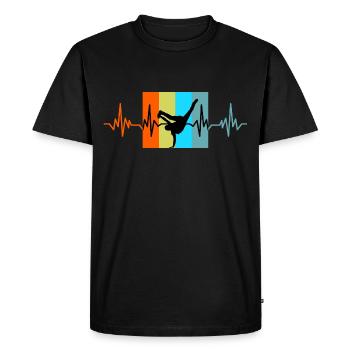 Breakdance heartbeat retro gift - Men's Premium Organic T-Shirt - black - Front - Nico (187cm)