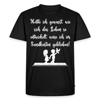 Développement de la vie -Bac à sable - T-shirt Premium bio Homme - noir - Devant - Nico (187cm)