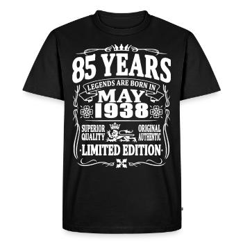 85 years old - Born in May 1938 - Men's Premium Organic T-Shirt - black - Front - Nico (187cm)
