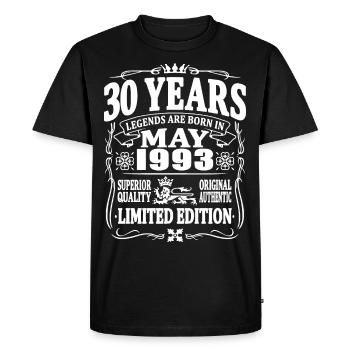 95 years old - Born in May 1993 - Men's Premium Organic T-Shirt - black - Front - Nico (187cm)