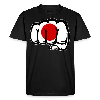 Japan Flag Hand Fist - Men's Premium Organic T-Shirt - black - Front - Nico (187cm)