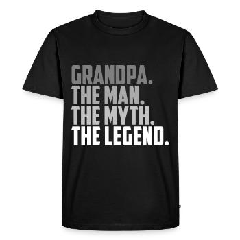 PAPI. L’HOMME. LE MYTHE. LA LÉGENDE. - T-shirt Premium bio Homme - noir - Devant - Nico (187cm)