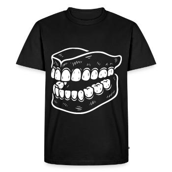Conception de prothèses dentaires – Humoristique et accrocheur - T-shirt Premium bio Homme - noir - Devant - Nico (187cm)