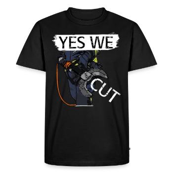 Firefighters - Yes We Cut! - Color - Men's Premium Organic T-Shirt - black - Front - Nico (187cm)