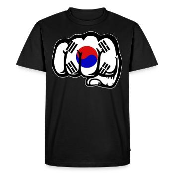 South Korea Flag Hand Fist - Men's Premium Organic T-Shirt - black - Front - Nico (187cm)