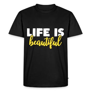 la vie est belle - T-shirt Premium bio Homme - noir - Devant - Nico (187cm)