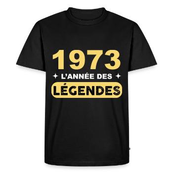 1973 l'année des légende. Anniversaire - T-shirt Premium bio Homme - noir - Devant - Nico (187cm)