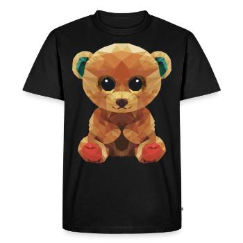Large teddy bear with huge eyes polygon design - Men's Premium Organic T-Shirt - black - Front - Nico (187cm)