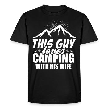 This Guy loves Camping with His Wife - Men's Premium Organic T-Shirt - black - Front - Nico (187cm)
