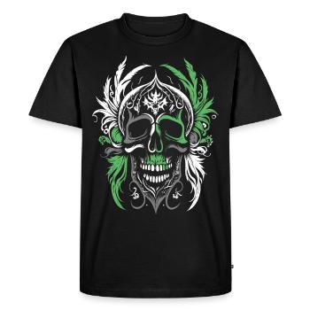 Crâne avec plumes - T-shirt Premium bio Homme - noir - Devant - Nico (187cm)