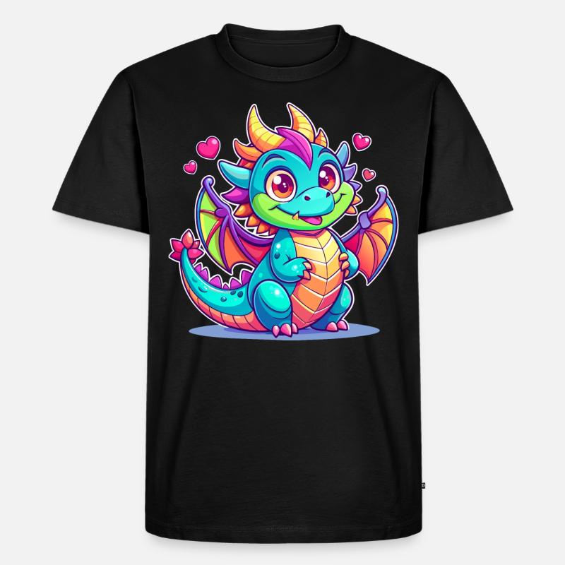 Farbenfroher Drache - Männer Premium Bio T-Shirt - Schwarz