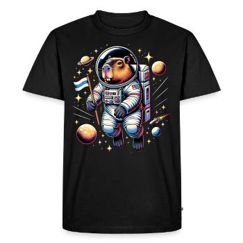 Capybaras Cute Capybara Astronaut - Men's Premium Organic T-Shirt - black - Front - Nico (187cm)