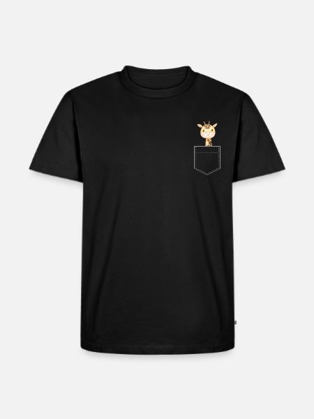 Pocket Giraffe - Giraffendesign - Männer Premium Bio T-Shirt - Schwarz