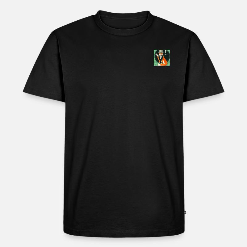 Fuchs mit Zylinder - Männer Premium Bio T-Shirt - Schwarz