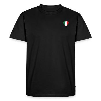 Italie Drapeau Coeur Long - T-shirt Premium bio Homme - noir - Devant - Nico (187cm)