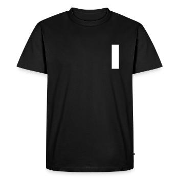 White stripe on black shirt vertical - Men's Premium Organic T-Shirt - black - Front - Nico (187cm)