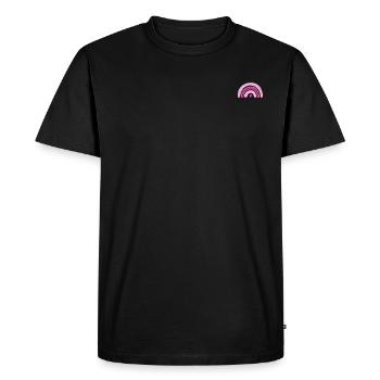 Arc-en-ciel rose avec cœur - T-shirt Premium bio Homme - noir - Devant - Nico (187cm)