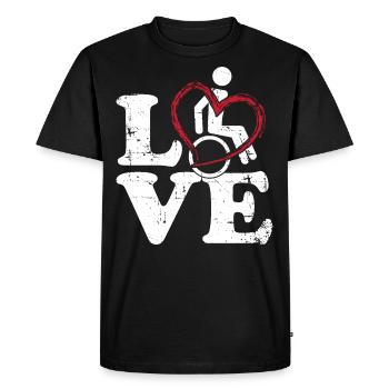 Chaise roulante Amour - T-shirt Premium bio Homme - noir - Devant - Nico (187cm)