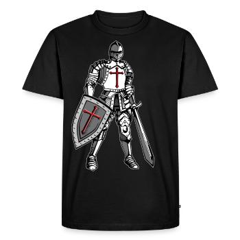 Chevalier Templier Chevalier Templier Médiéval - T-shirt Premium bio Homme - noir - Devant - Nico (187cm)