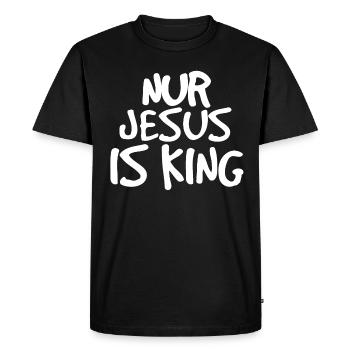 only Jesus is king - Men's Premium Organic T-Shirt - black - Front - Nico (187cm)