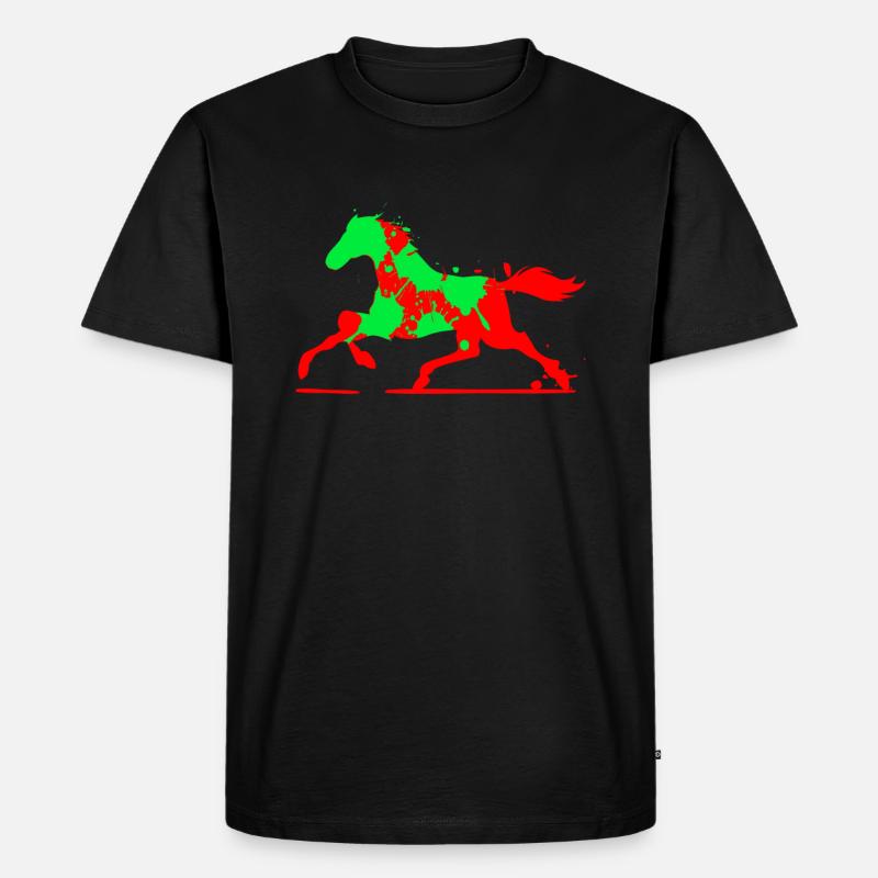 Kunst Pferd Paintball Pferderennen - Männer Premium Bio T-Shirt - Schwarz