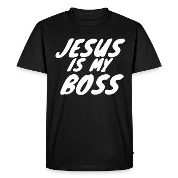Jésus est mon patron - T-shirt Premium bio Homme - noir - Devant - Nico (187cm)