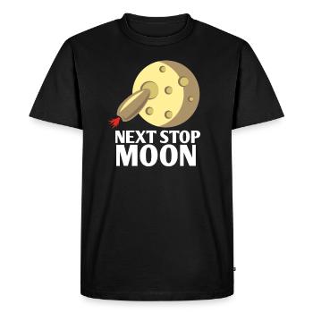 Next stop Moon Next stop moon MOON LANDING - Men's Premium Organic T-Shirt - black - Front - Nico (187cm)