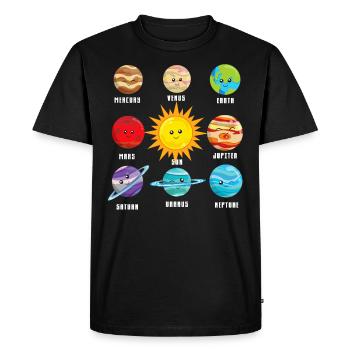 Planètes dans notre système solaire Terre Jupiter, Neptune - T-shirt Premium bio Homme - noir - Devant - Nico (187cm)