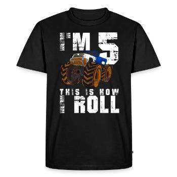 Je suis 5 Voilà comment je roule, cadeau pour les garçons - T-shirt Premium bio Homme - noir - Devant - Nico (187cm)