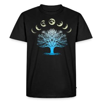 Moon phases tree of life with full moon, crescent - Men's Premium Organic T-Shirt - black - Front - Nico (187cm)