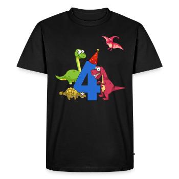 Anniversaire enfants 4 ans avec chapeaux de fête Dinos - T-shirt Premium bio Homme - noir - Devant - Nico (187cm)