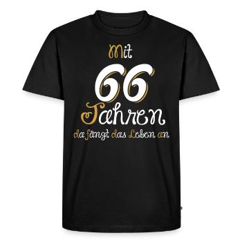 Mit 66 Jahren da fängt das Leben an. Geschenk 66. - Männer Premium Bio T-Shirt - Schwarz - Vorne - Nico (187cm)