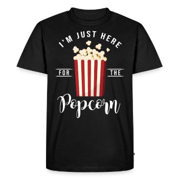 Je suis juste ici pour le pop-corn, juste pour le pop-corn - T-shirt Premium bio Homme - noir - Devant - Nico (187cm)