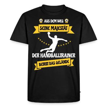 Là, l'entraîneur de handball entre dans la surface - T-shirt Premium bio Homme - noir - Devant - Nico (187cm)